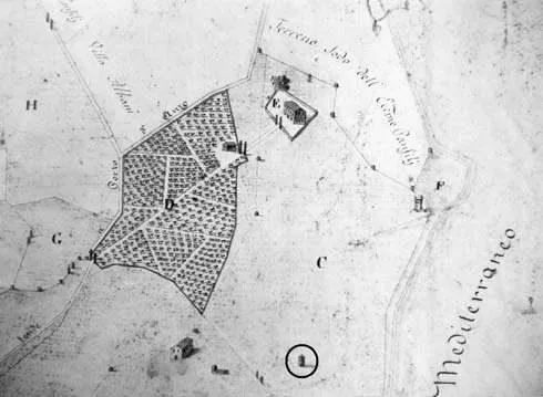 Carta Topografica di Domenico Tranquilli con il Caffeaus ancora integro