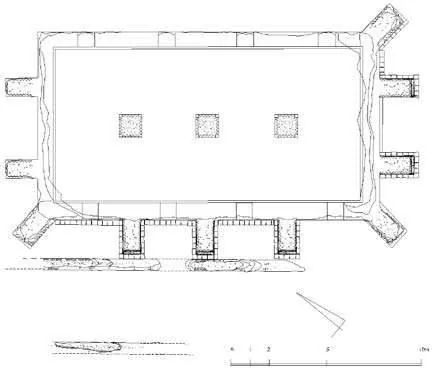 Planimetria della struttura romana sfrondata delle modifiche settecentesche