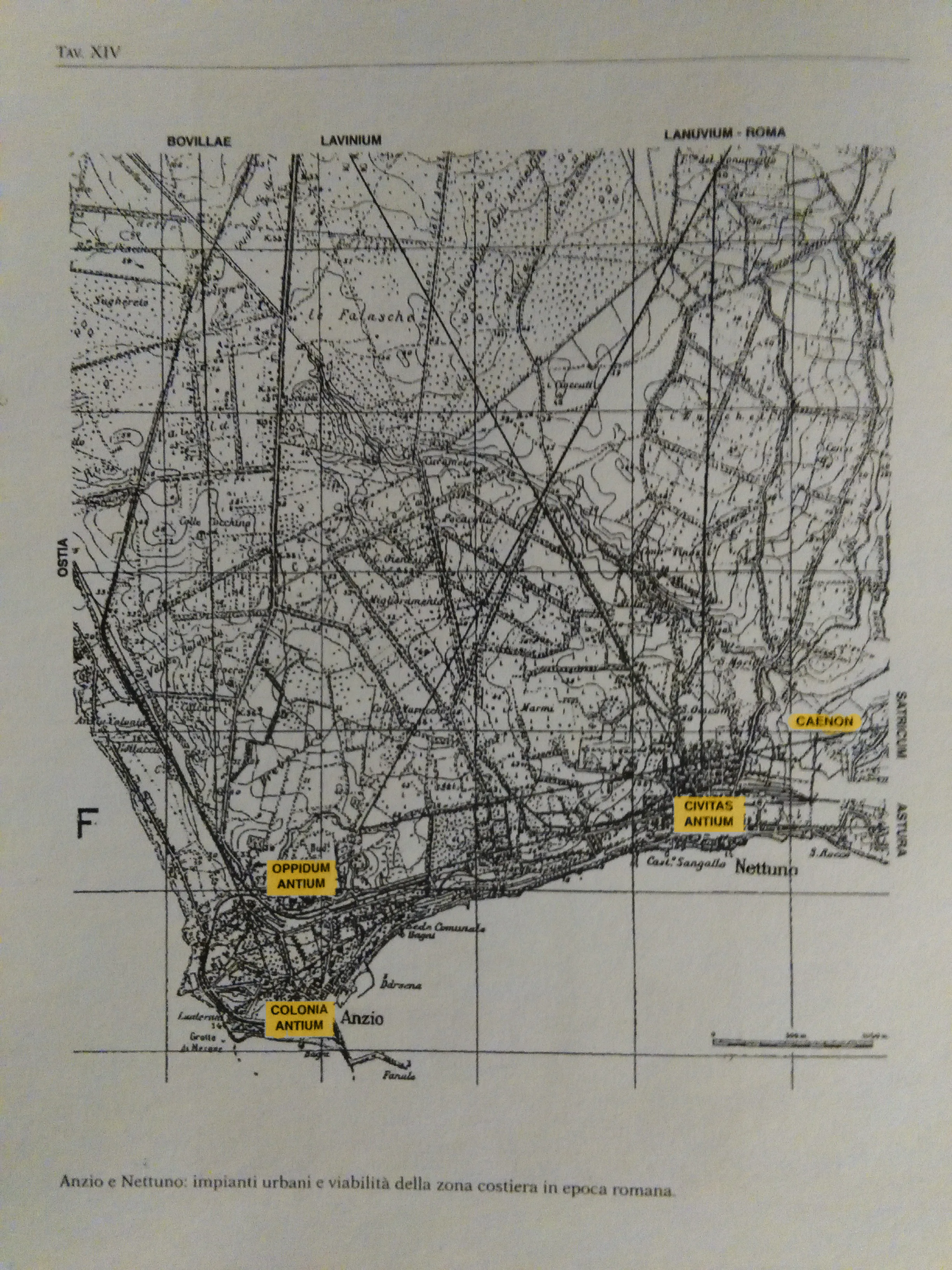 Mappa dell'assetto urbano di Antium, Anzio e Nettuno in epoca romana